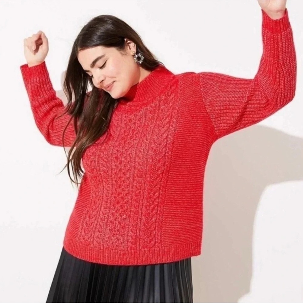 LOFT Red Cowl Neck Sweater